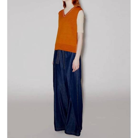 NEW ROSETTA GETTY v-neck sweater vest in cognac - Picture 4 of 4